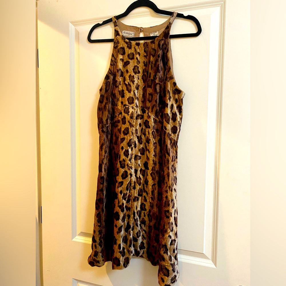 Vintage 90’s velvet leopard print mini dress by Nostalgia size Large
